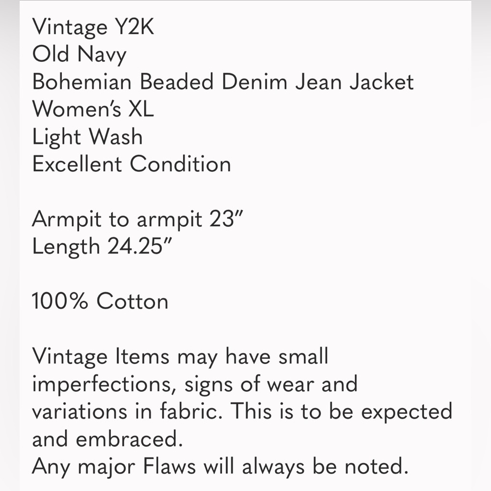 Vintage Y2K Old Navy Bohemian Beaded Denim Jean Jacket Women’s XXL Light Wash - Picture 15 of 15